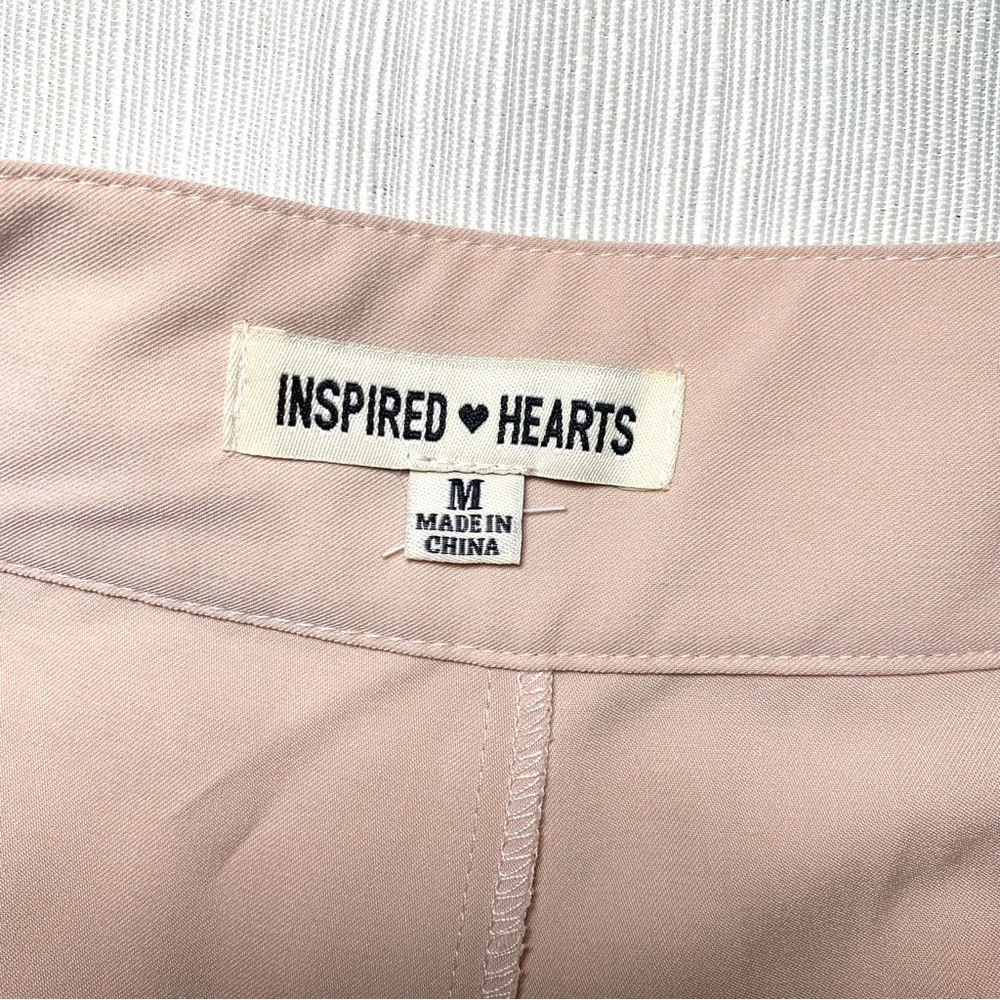Blush Pink High Waist Wide Leg Palazzo Pants Junior M Pleated Side Zip Marlene - Picture 6 of 11